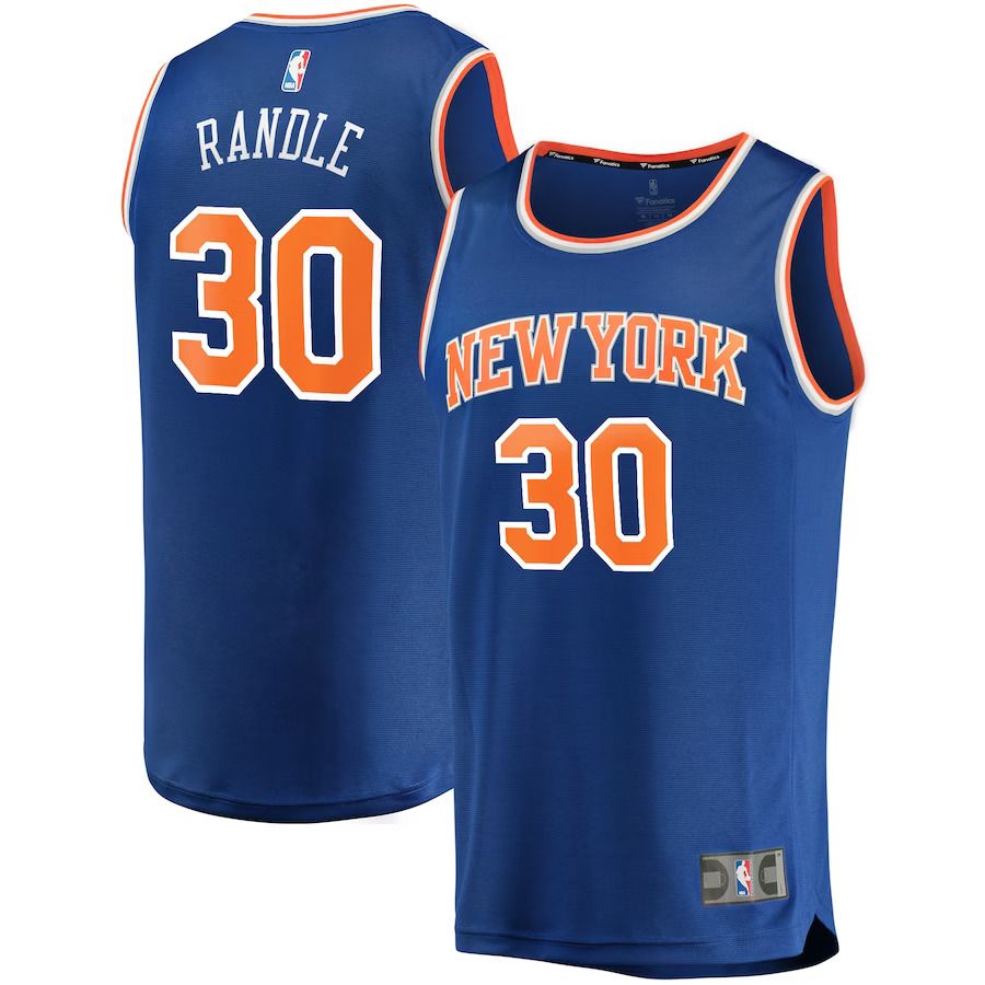 Men New York Knicks 30 Julius Randle Fanatics Branded Blue Fast Break Player Replica NBA Jersey